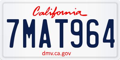 CA license plate 7MAT964