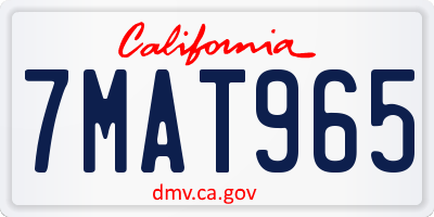 CA license plate 7MAT965