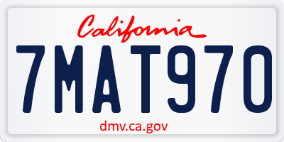 CA license plate 7MAT970