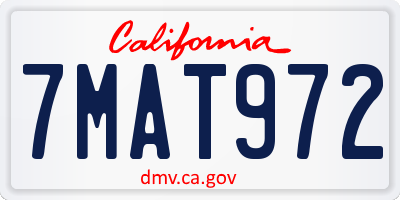 CA license plate 7MAT972