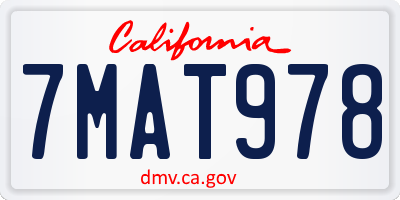 CA license plate 7MAT978