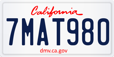 CA license plate 7MAT980