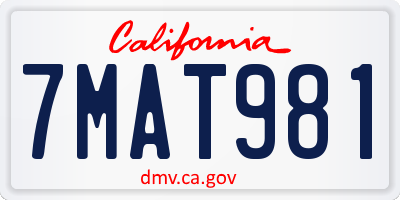 CA license plate 7MAT981