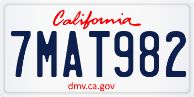 CA license plate 7MAT982
