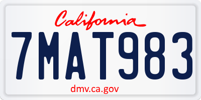 CA license plate 7MAT983
