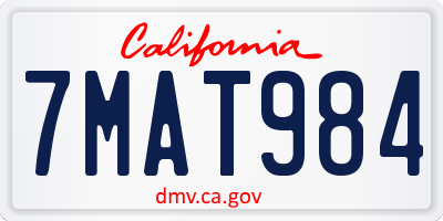 CA license plate 7MAT984