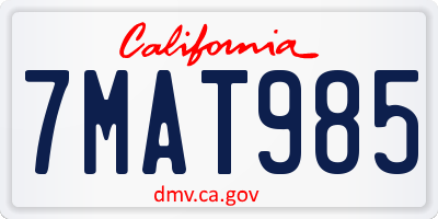 CA license plate 7MAT985