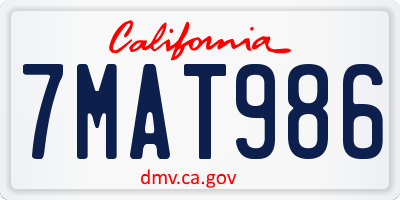 CA license plate 7MAT986