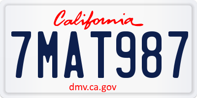 CA license plate 7MAT987