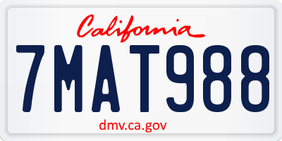 CA license plate 7MAT988