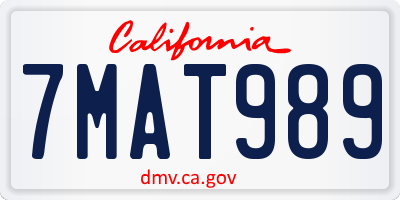 CA license plate 7MAT989