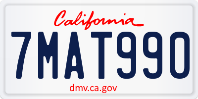 CA license plate 7MAT990