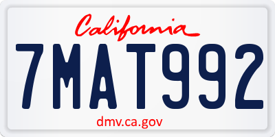 CA license plate 7MAT992