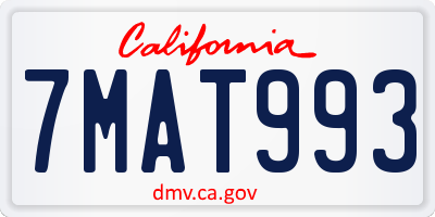 CA license plate 7MAT993