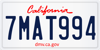 CA license plate 7MAT994