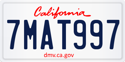 CA license plate 7MAT997