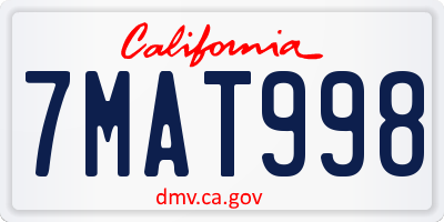 CA license plate 7MAT998