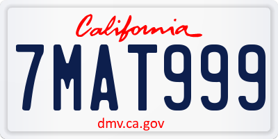 CA license plate 7MAT999