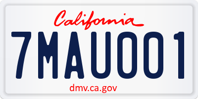 CA license plate 7MAU001