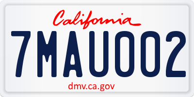 CA license plate 7MAU002