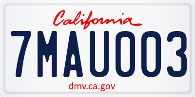 CA license plate 7MAU003