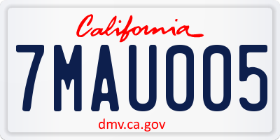 CA license plate 7MAU005