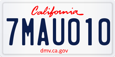 CA license plate 7MAU010