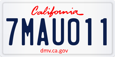 CA license plate 7MAU011