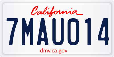 CA license plate 7MAU014