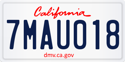 CA license plate 7MAU018