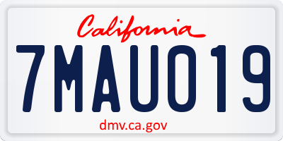 CA license plate 7MAU019