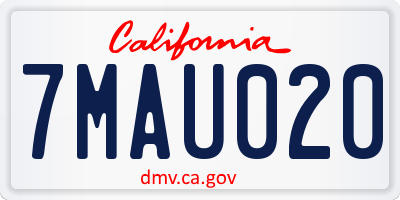 CA license plate 7MAU020