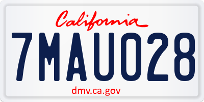 CA license plate 7MAU028