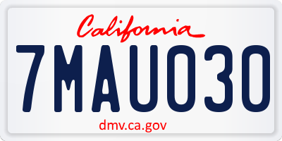 CA license plate 7MAU030