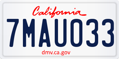 CA license plate 7MAU033