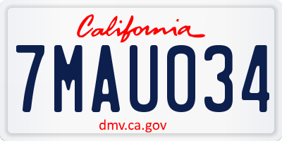 CA license plate 7MAU034