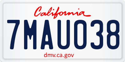 CA license plate 7MAU038