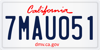 CA license plate 7MAU051