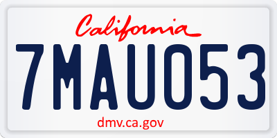 CA license plate 7MAU053