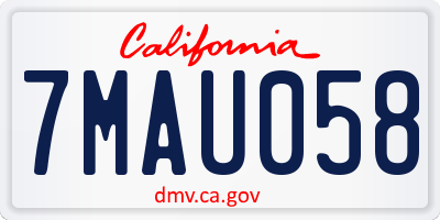 CA license plate 7MAU058