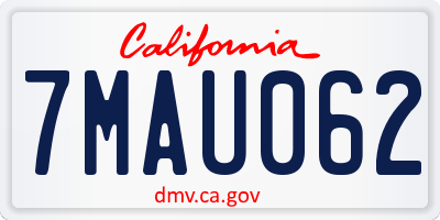 CA license plate 7MAU062