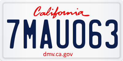 CA license plate 7MAU063