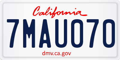 CA license plate 7MAU070