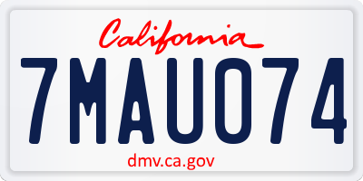 CA license plate 7MAU074