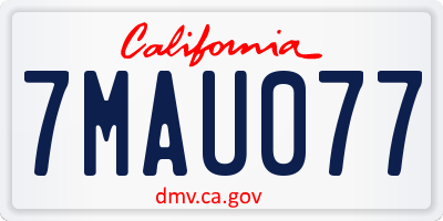 CA license plate 7MAU077