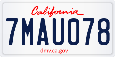 CA license plate 7MAU078