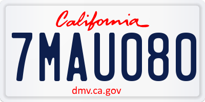 CA license plate 7MAU080