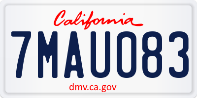 CA license plate 7MAU083