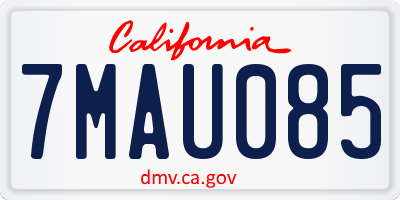 CA license plate 7MAU085