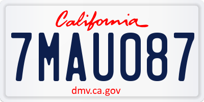CA license plate 7MAU087
